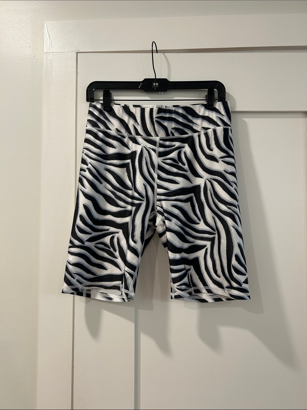 Terez Zebra Print Biker Shorts - Black & White, XL
